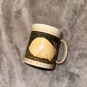Vintage Japan American Folk Art Rabbit Mug